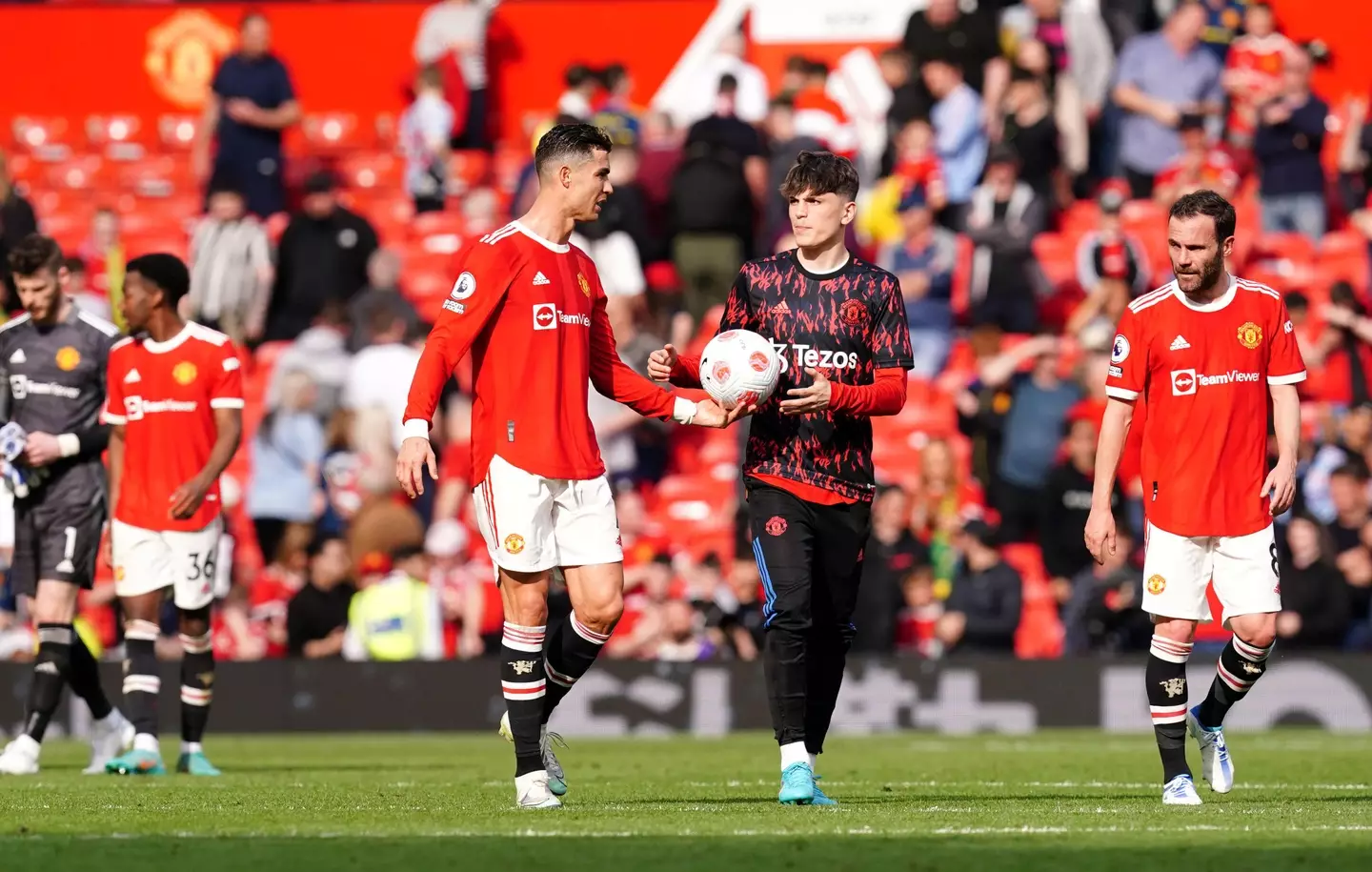 Cristiano Ronaldo gifted his hat-trick ball to 17-year-old Alejandro Garnacho after facing Norwich City (Alamy) 