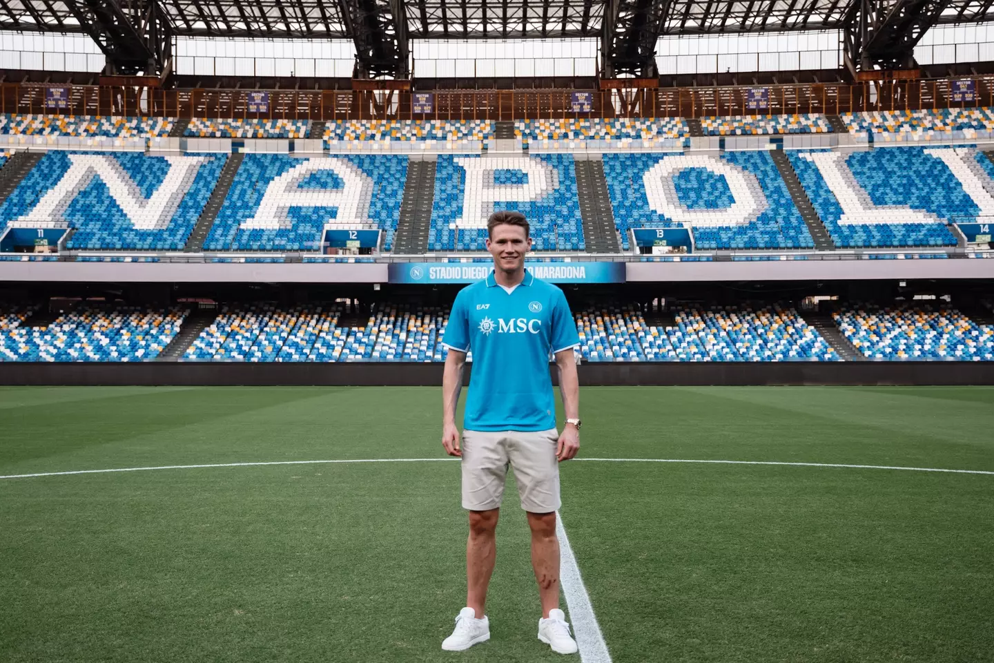 Napoli unveil Scott McTominay following his transfer from Manchester United. Image: Getty