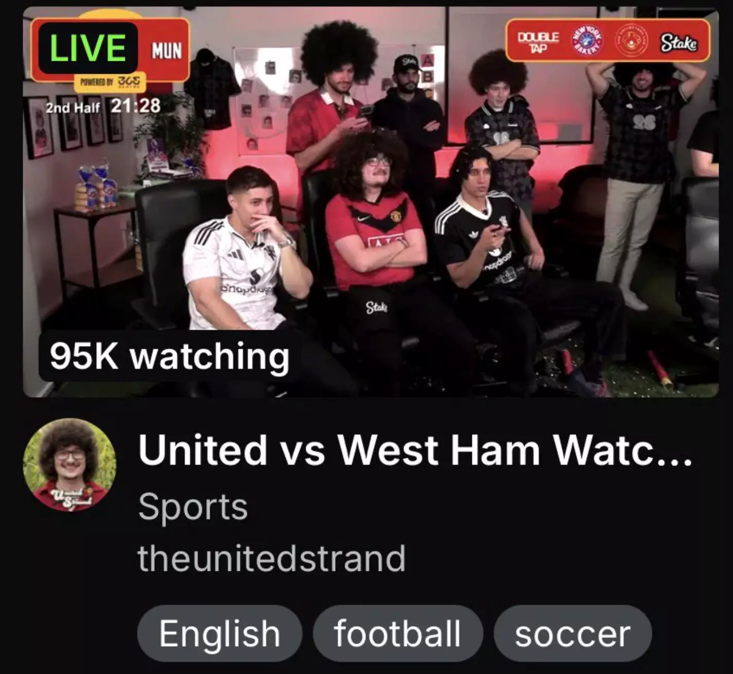 Ilett's stream received over 95,000 viewers during the match - before increasing at full-time