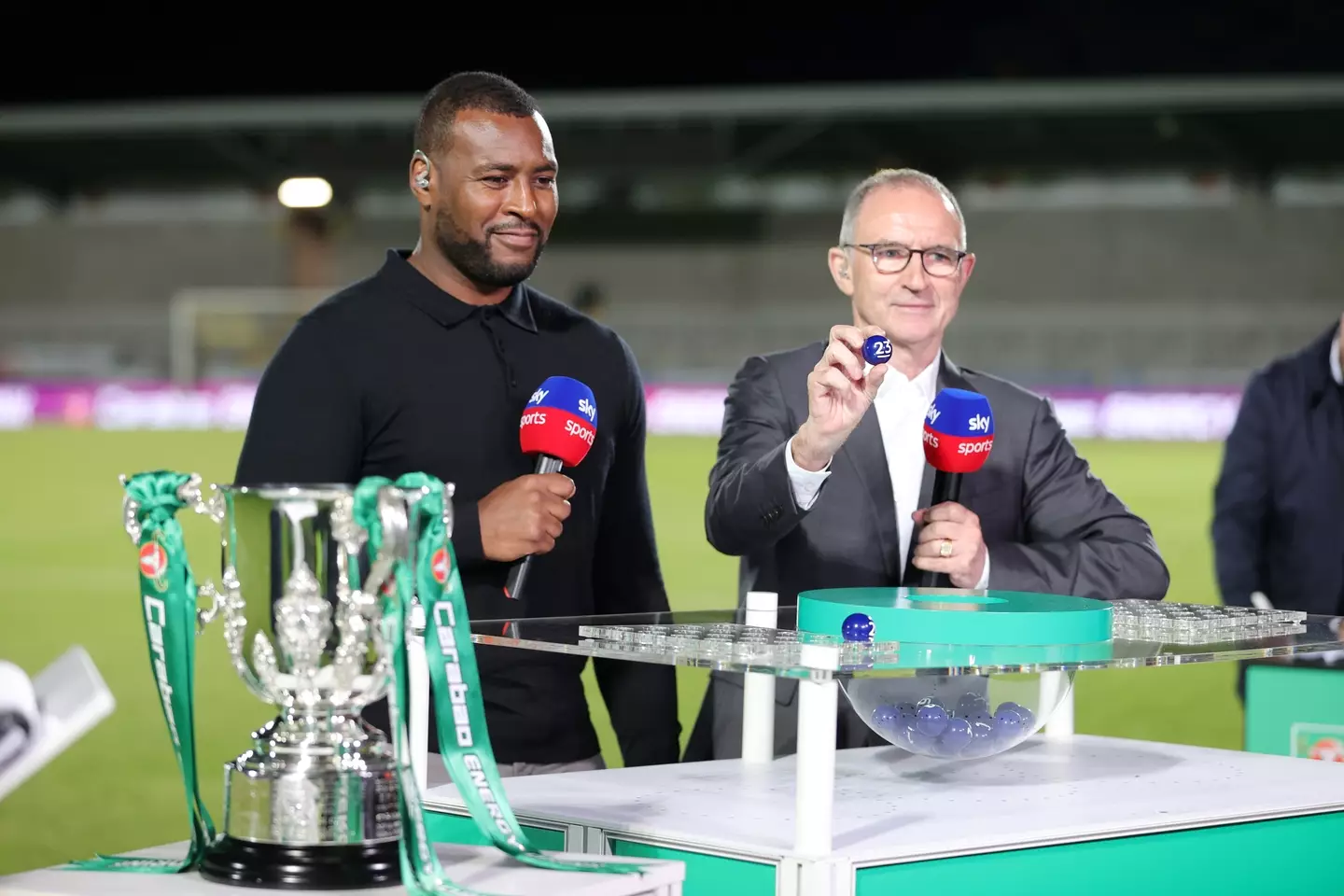 Wes Morgan and Martin O'Neill during the 2023/24 Carabao Cup second round draw (