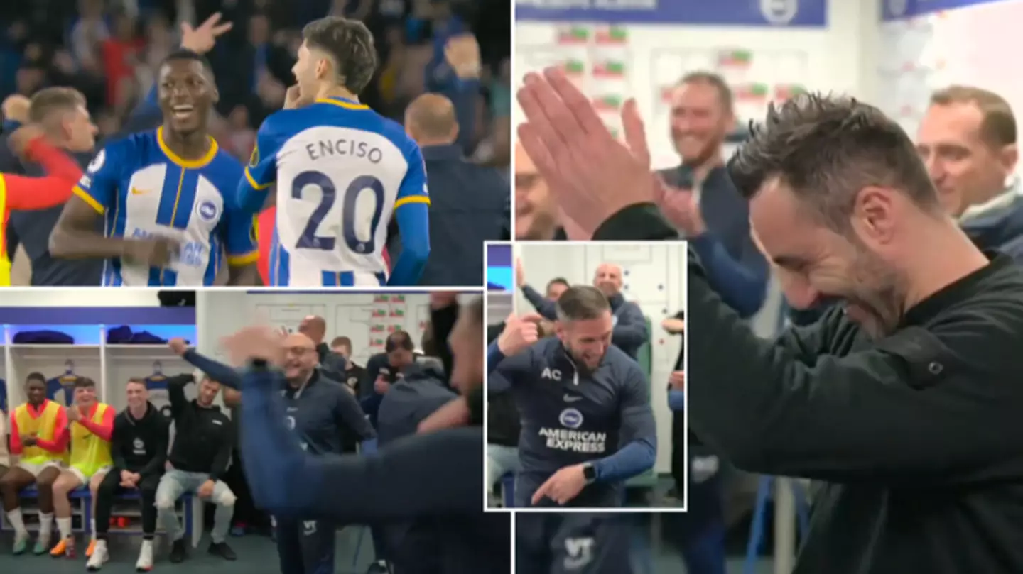 Brighton players slammed for celebrating Man Utd win 'like a cup final' as dressing room footage emerges