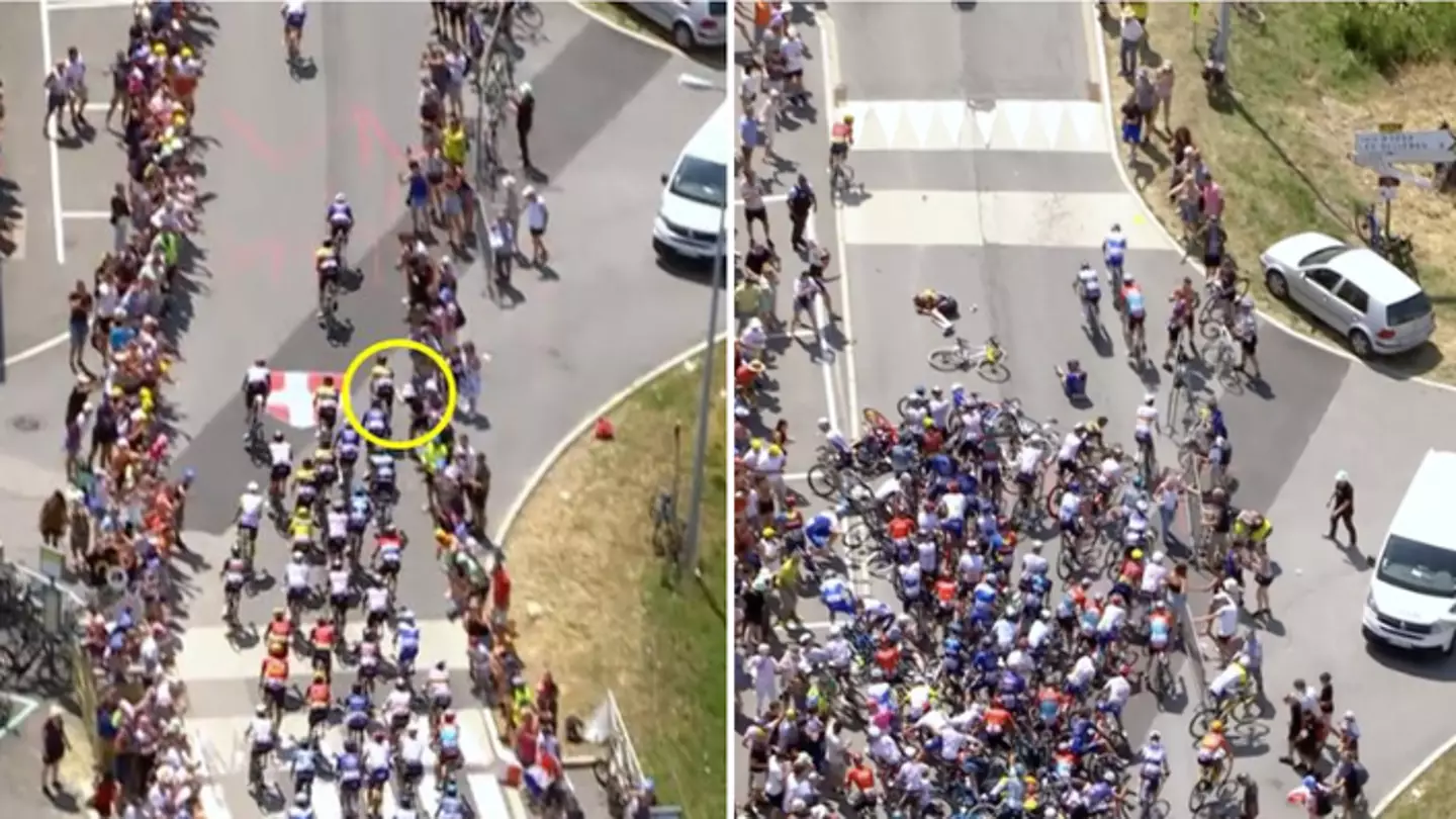 Fan causes huge crash at Tour de France after trying to take selfie with cyclist