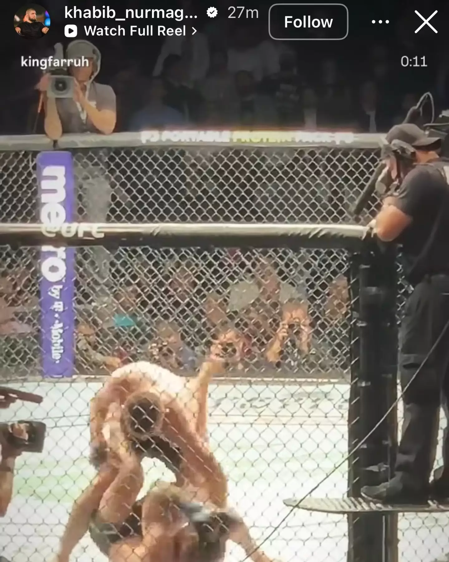 Khabib Nurmagomedov reshared footage of him beating up Conor McGregor on Instagram following their exchange. Image: Getty