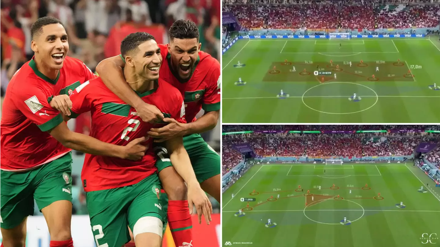 Fascinating aerial view of Morocco's defensive tactics vs Spain could be key to winning World Cup