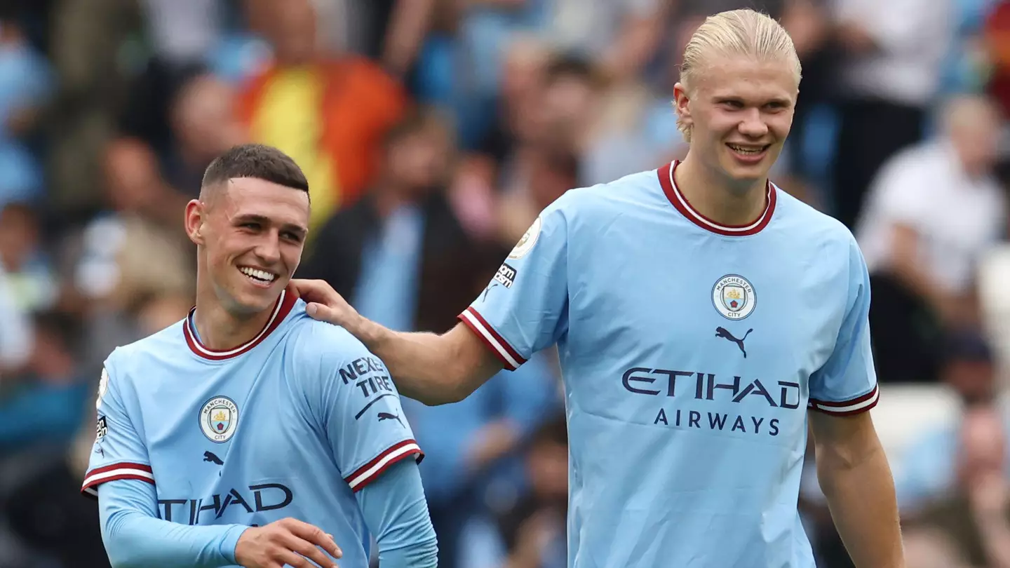Manchester City's Phil Foden and Erling Haaland.