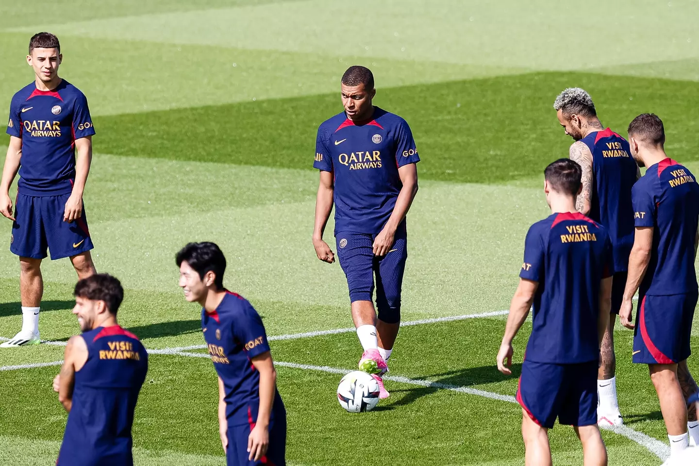 Kylian Mbappe during a Paris Saint-Germain training session. Image: Getty