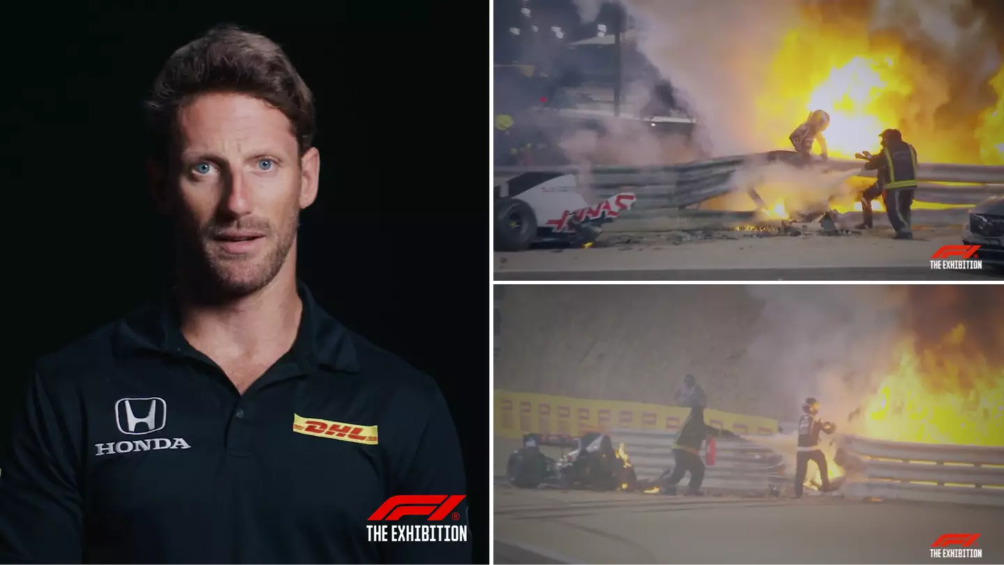 Unseen footage of Romain Grosjean’s horror fireball crash in Bahrain released as chassis to go in F1 museum