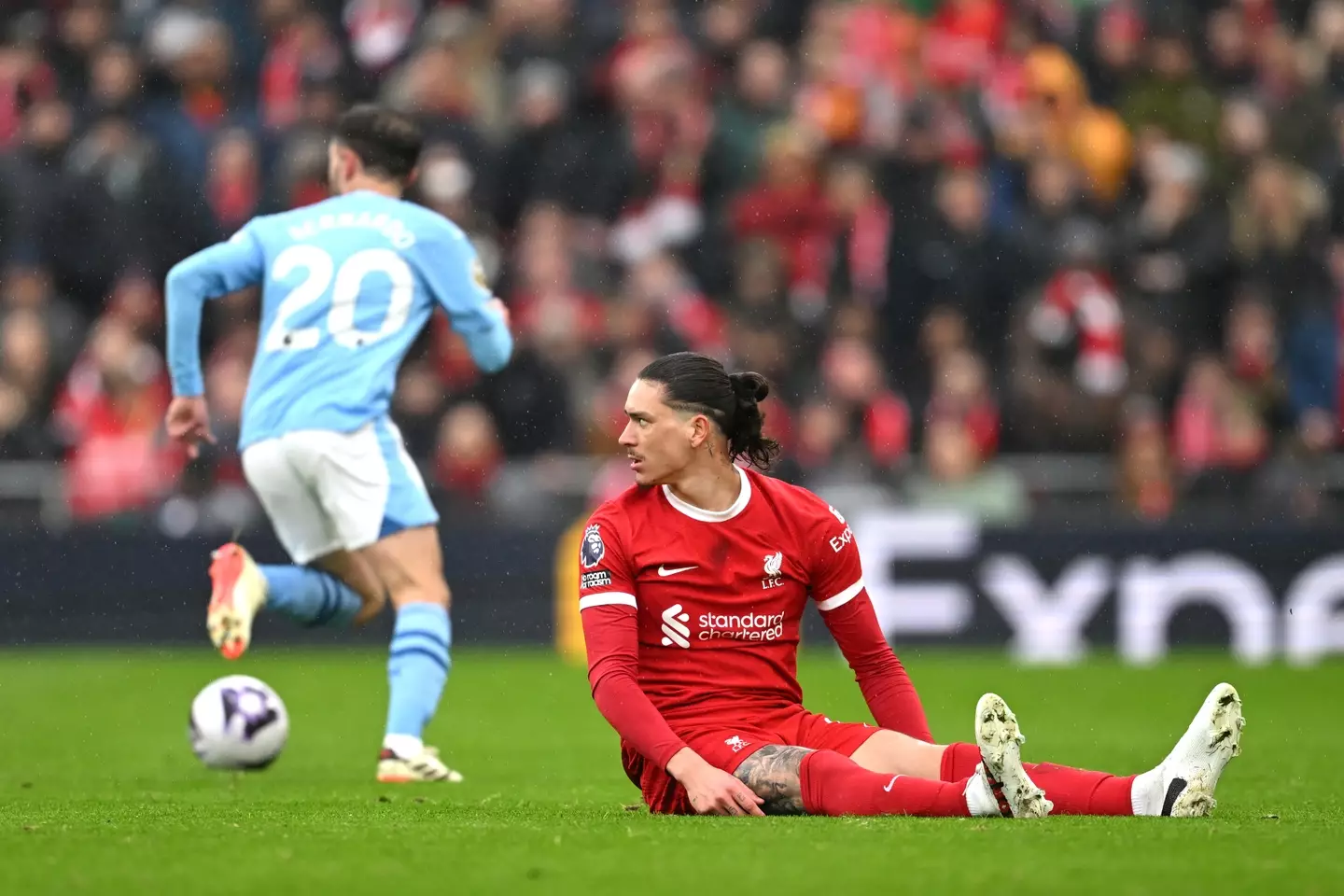Darwin Nunez won a penalty for Liverpool in the draw against Man City. (