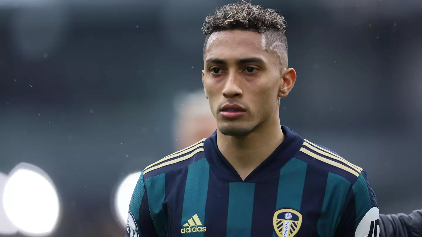 Raphinha of Leeds United at half time during the Premier League match against Burnley. (Alamy)