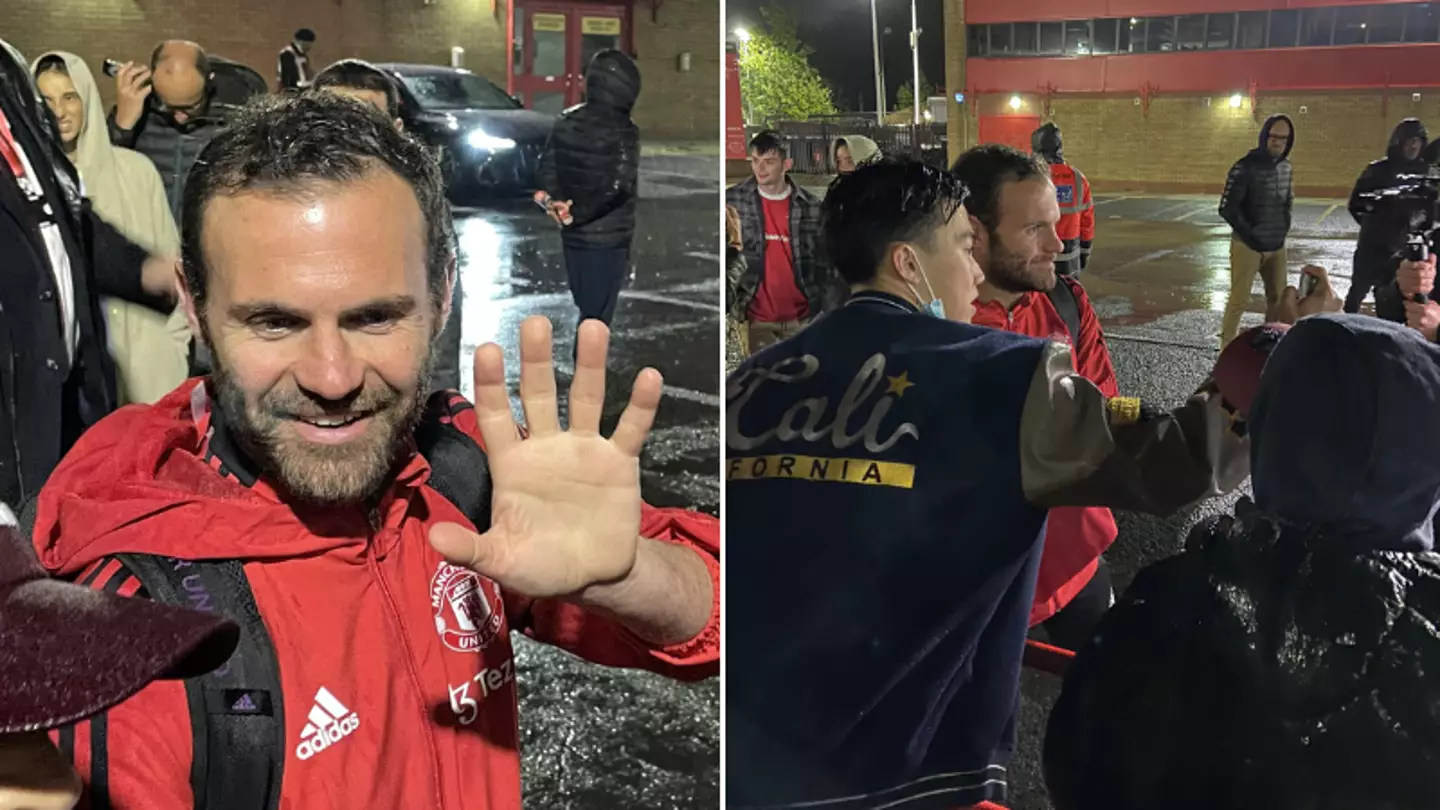 Juan Mata Stayed Behind Until Late Hours To Take Pictures With Fans And Sign Autographs In Pouring Rain