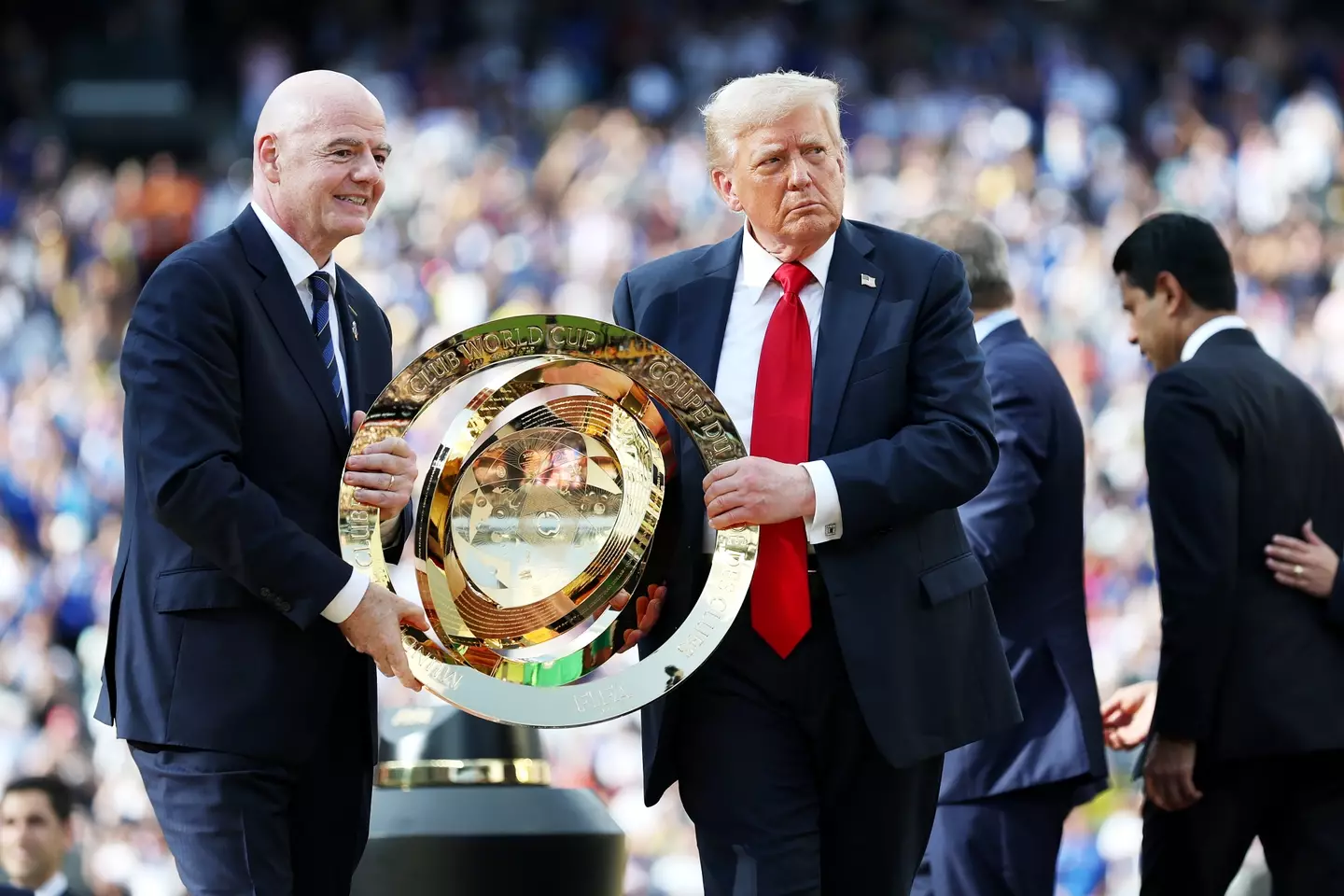 Trump was heavily involved in the Club World Cup trophy ceremony. (Image: Michael Regan - FIFA / Contributor via Getty)