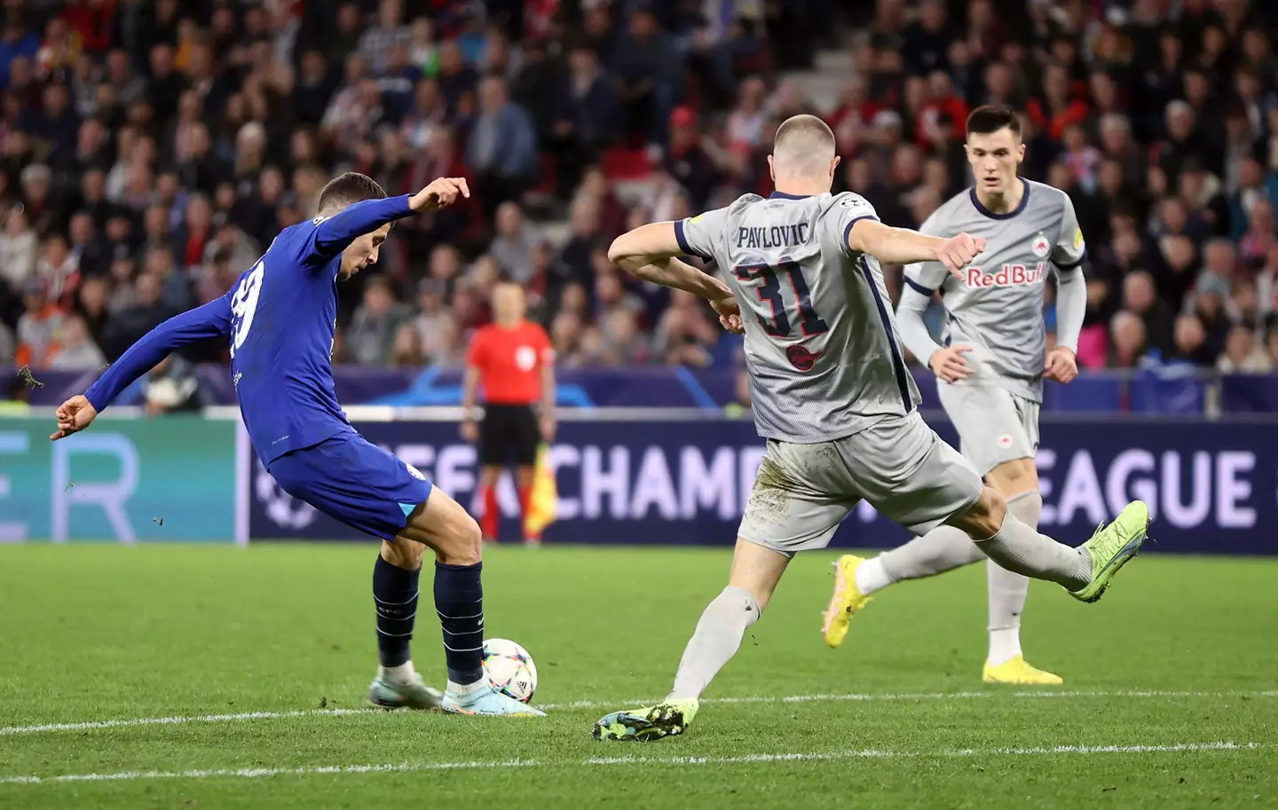 Kai Havertz scoring against FC Salzburg. (Alamy)