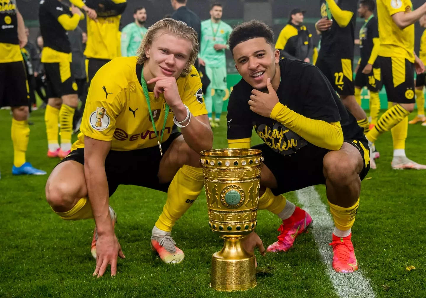 Haaland and Sancho played together at Borussia Dortmund (Image: Getty)