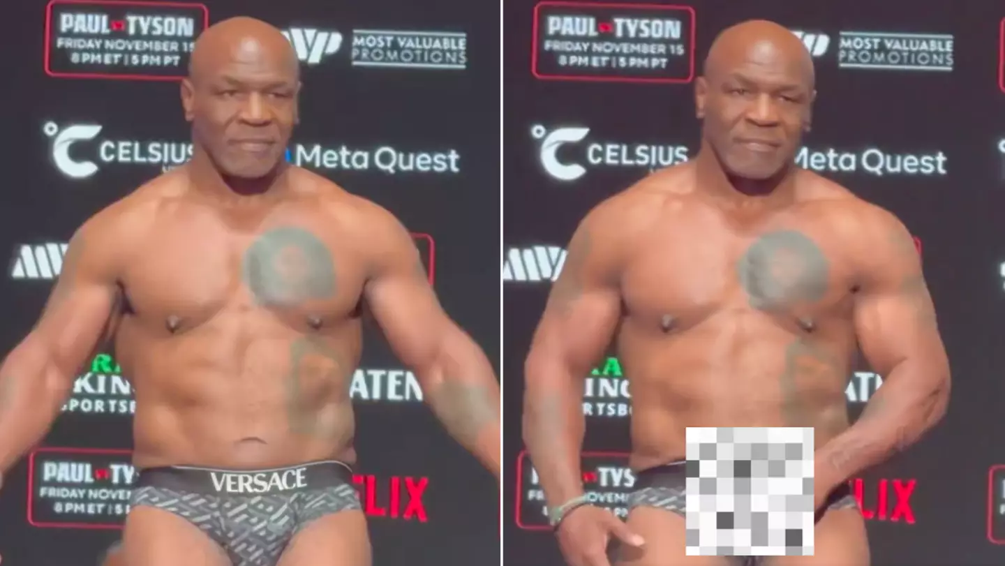 Mike Tyson spotted making x-rated gesture at spectators as new footage emerges from Jake Paul weigh-in