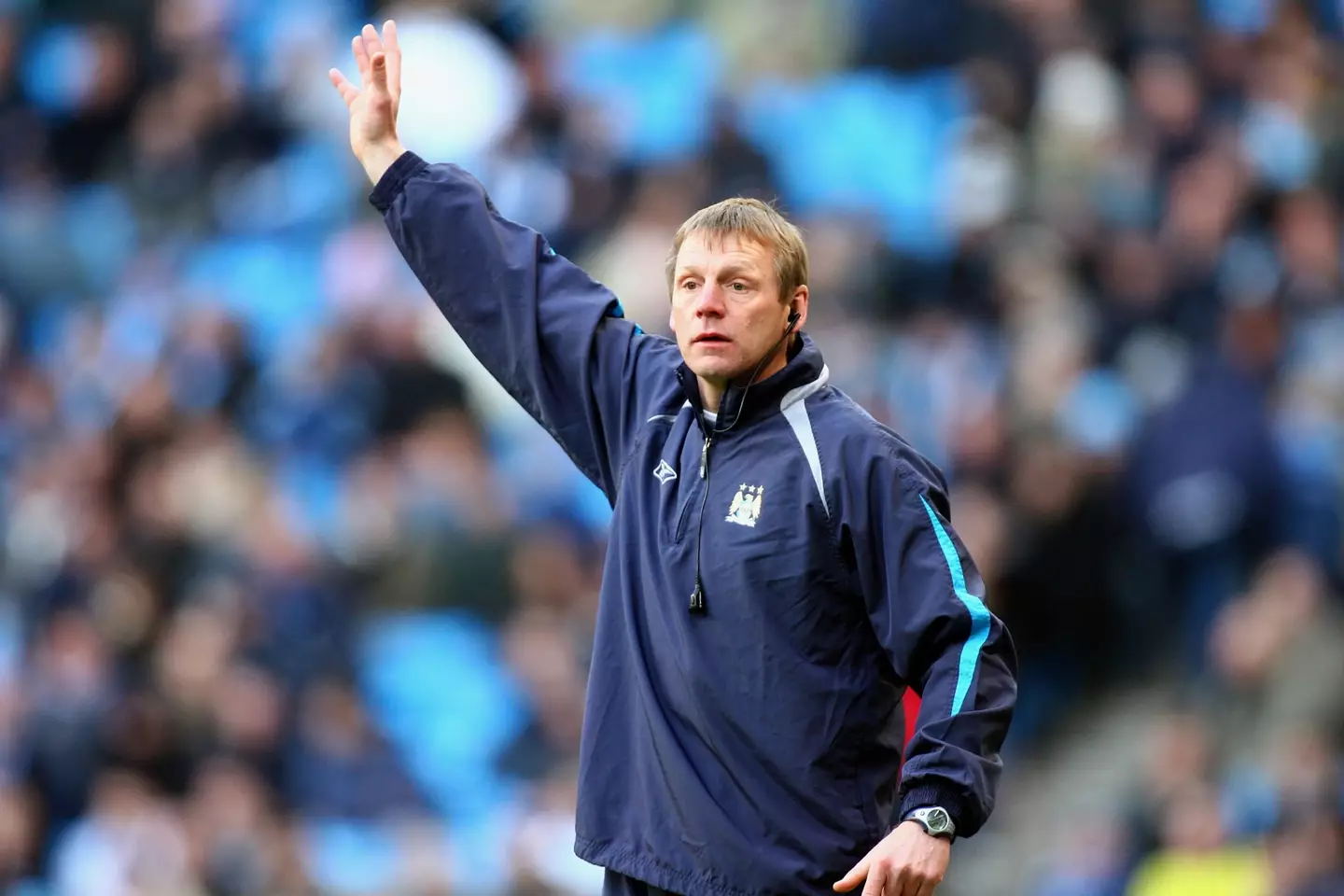 Stuart Pearce on the touchline during his managerial career at Manchester City. Image: Getty