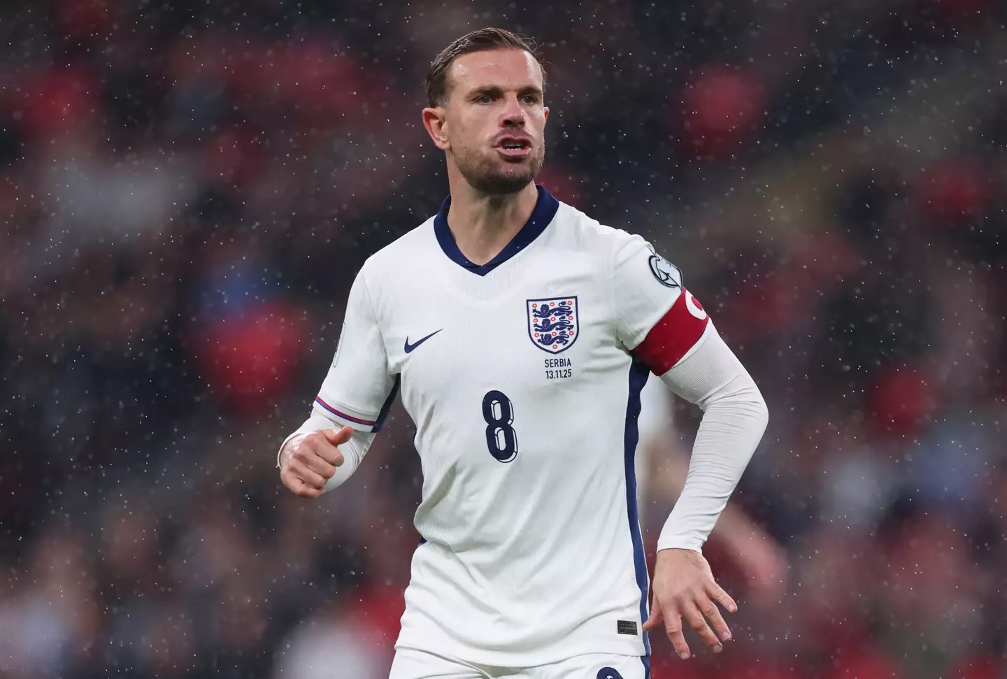 Jordan Henderson in action for England this week. Image: Getty
