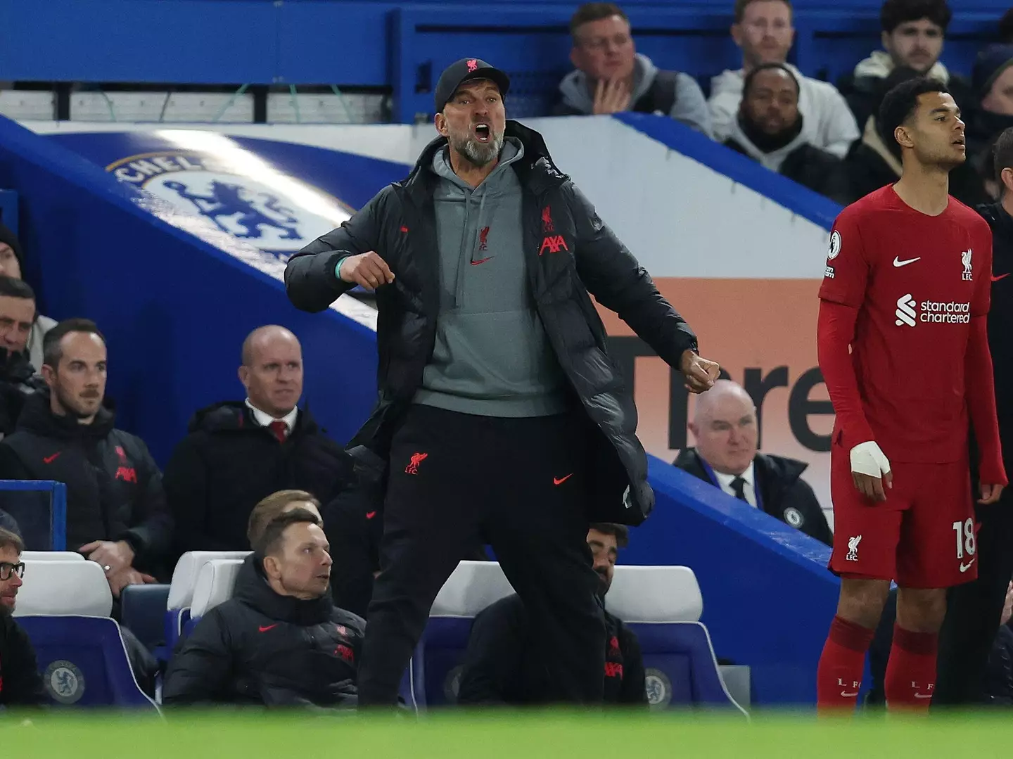 Jurgen Klopp on the touchline during Chelsea vs. Liverpool. Image: Alamy 