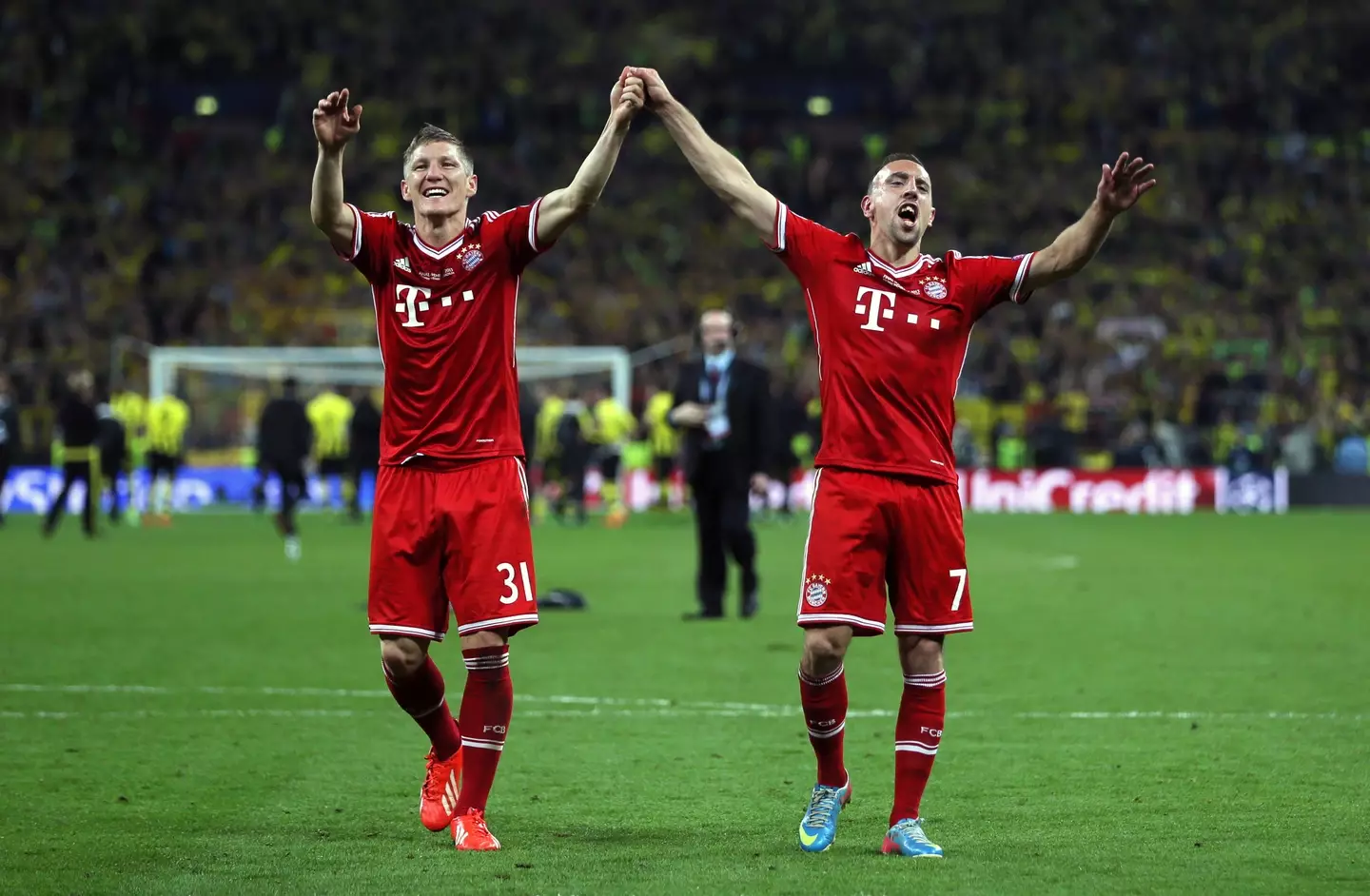 Schweinsteiger and Ribery won the Champions League together at Bayern Munich