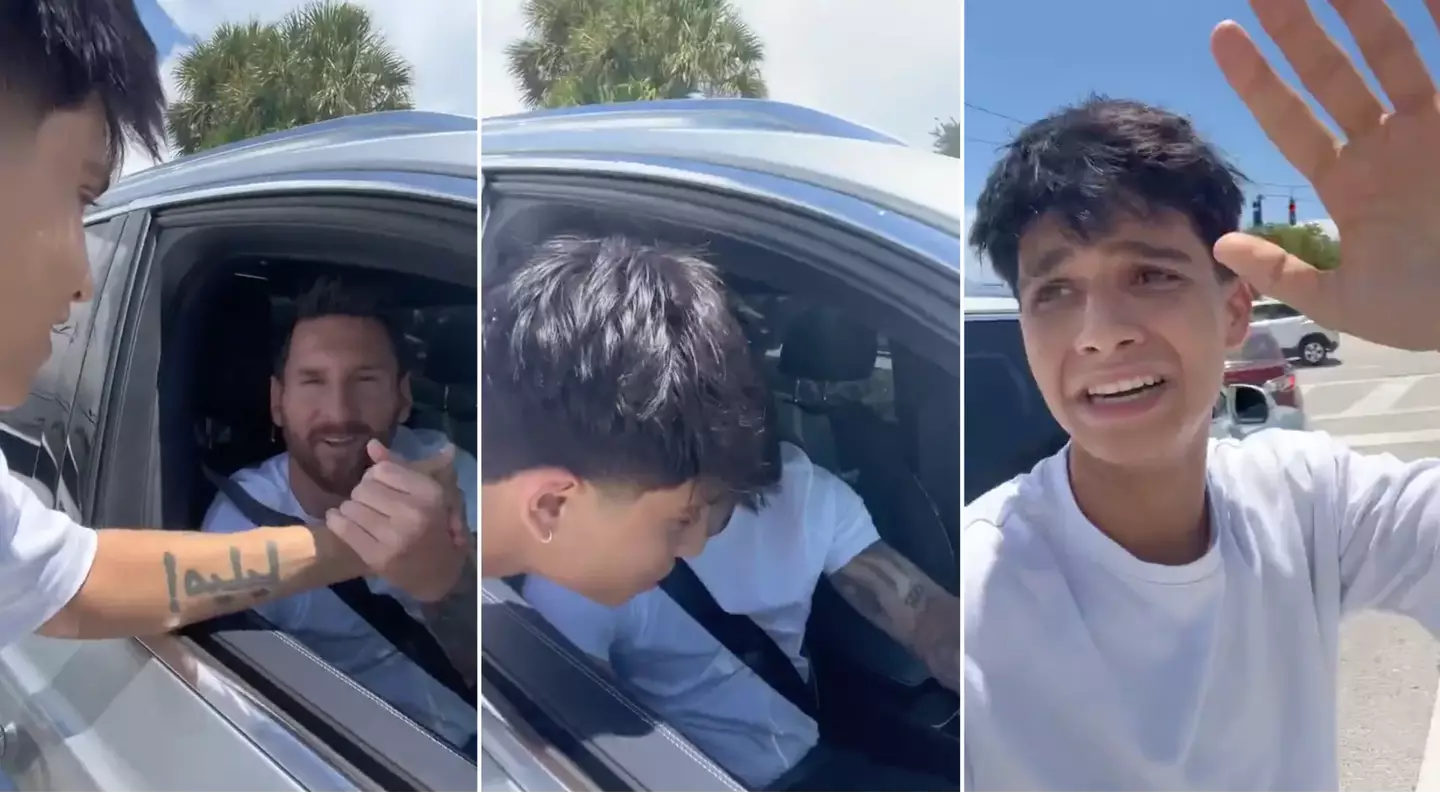 A fan asked Lionel Messi for a kiss while he was driving in America, he did it