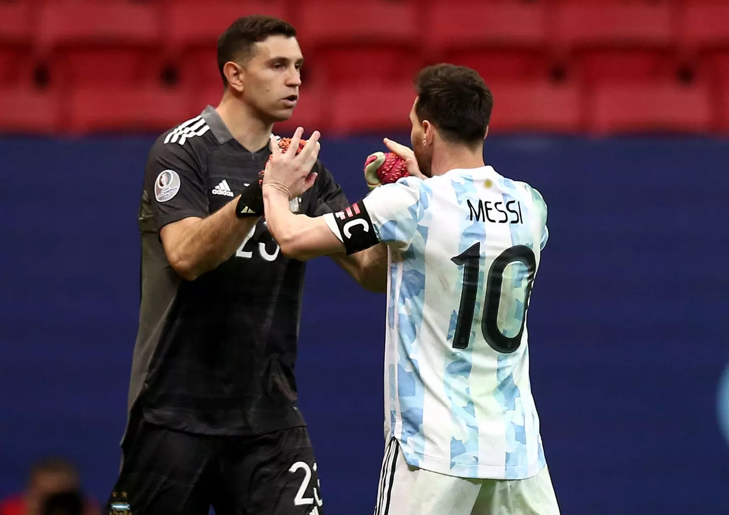 Messi and Martinez won the Copa America together. Image: PA Images