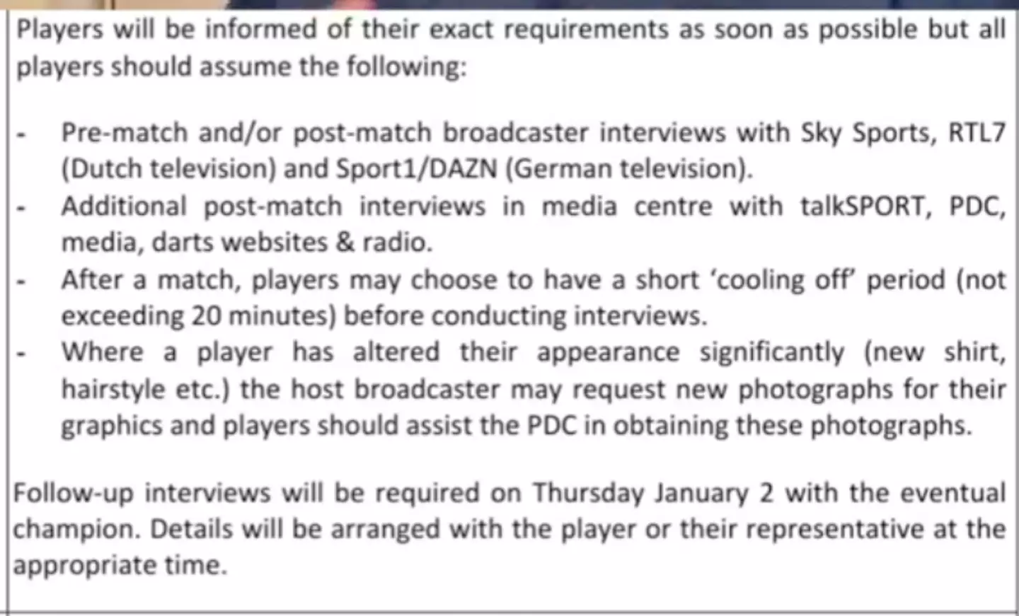 Edgar disclosed the obligations darts players must fulfil at the World Darts Championship. Image: TikTok/@MatthewEdgar170