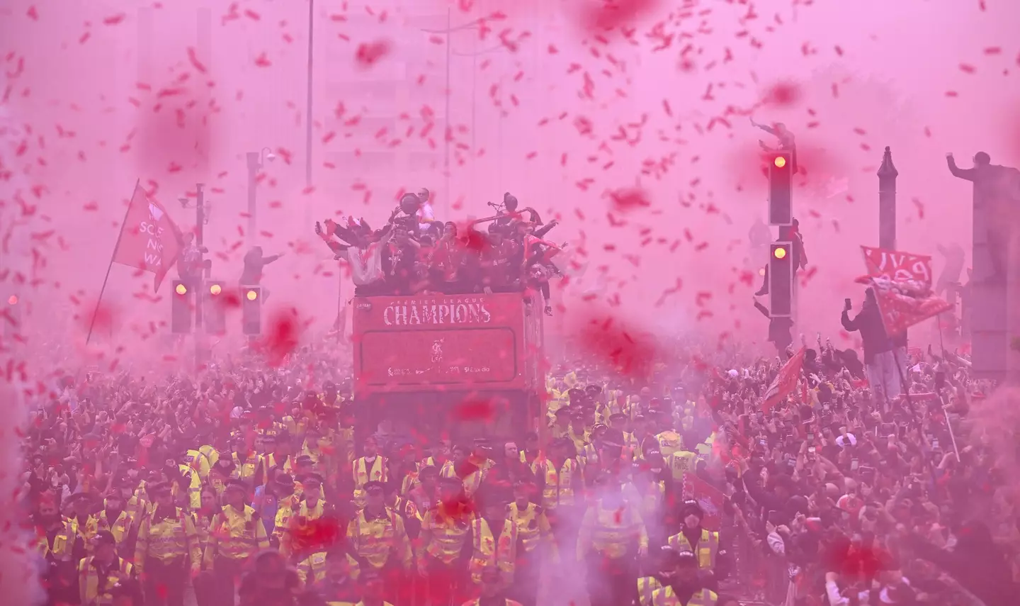 Liverpool were celebrating their Premier League title on the streets of the city. Image: Getty