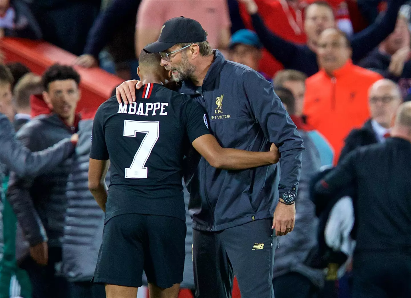 Maybe Klopp also had a quick word with Mbappe in 2018. Image: PA Images