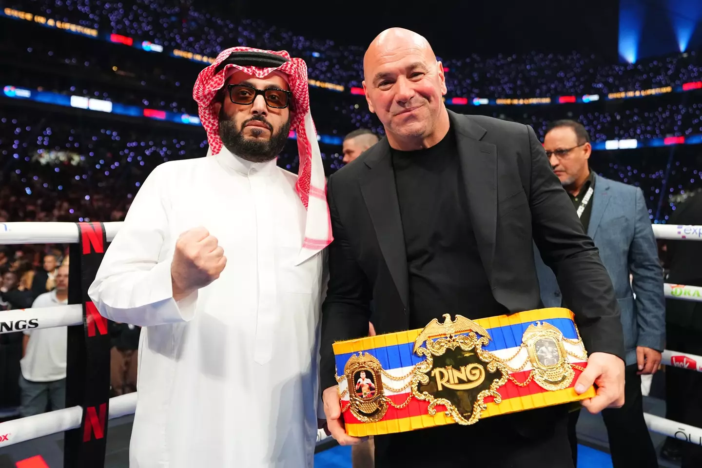 Dana White with Turki Al-Sheikh. Image: Chris Unger / Contributor via Getty