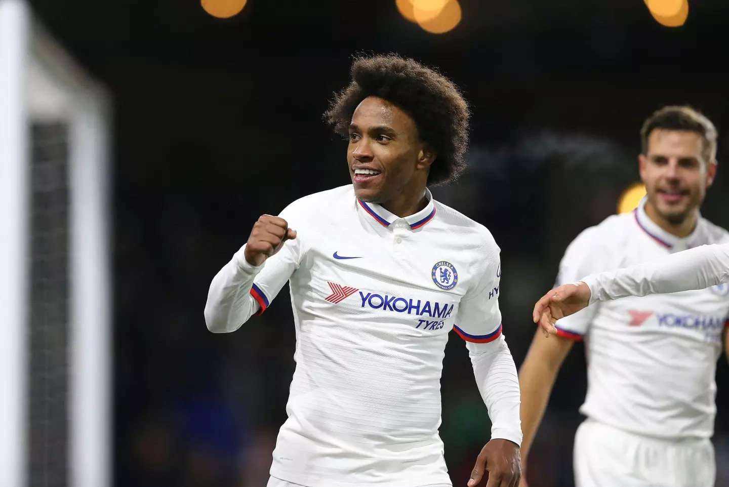 Willian celebrating for Chelsea. (Alamy)