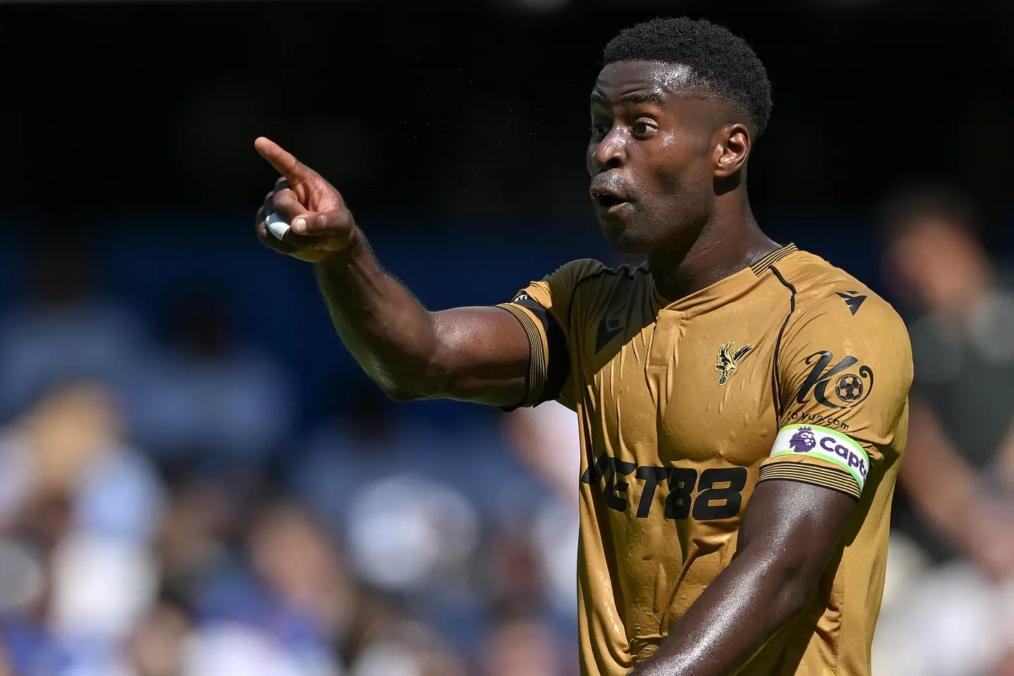 Guehi looked to be involved in an awkward moment with Glasner. Image: Getty