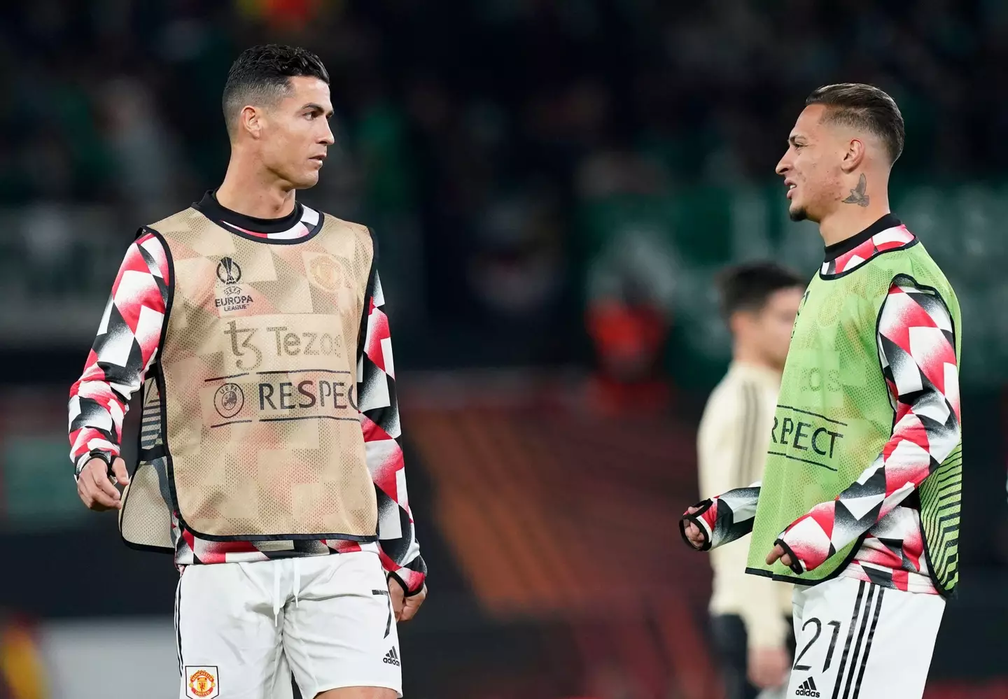 Presumably Ronaldo was asking Antony why he doesn't rate his shooting. Image: Alamy