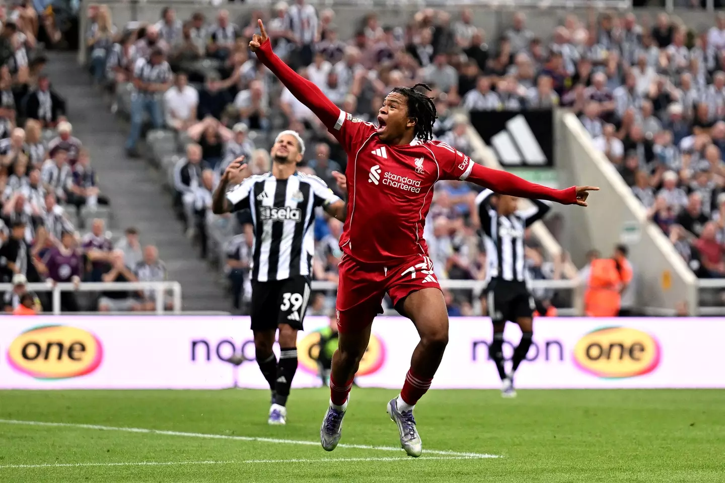 Rio Ngumoha was Liverpool's hero against Newcastle. Image: Getty