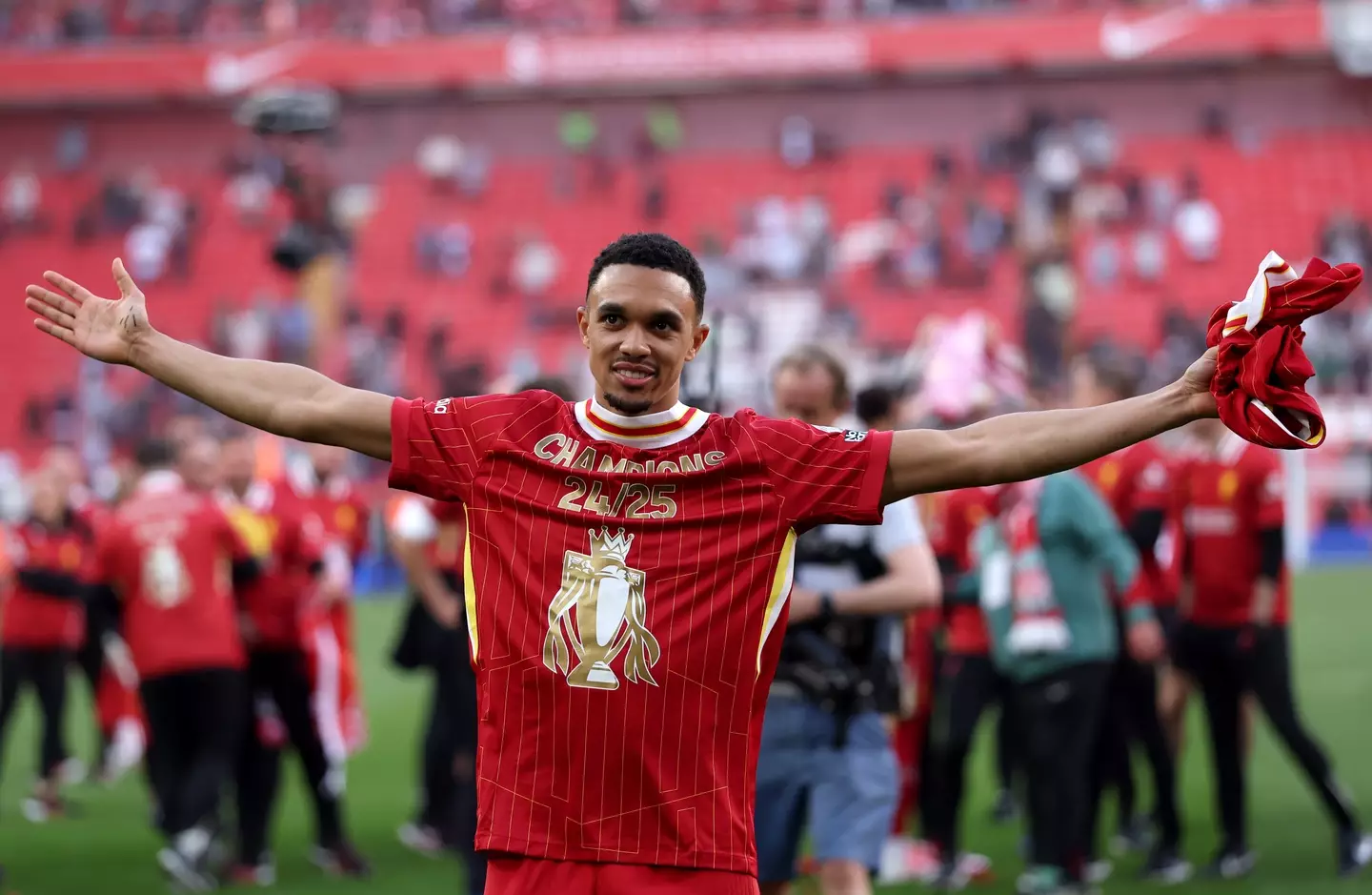 Trent Alexander-Arnold celebrating Liverpool's title- Getty