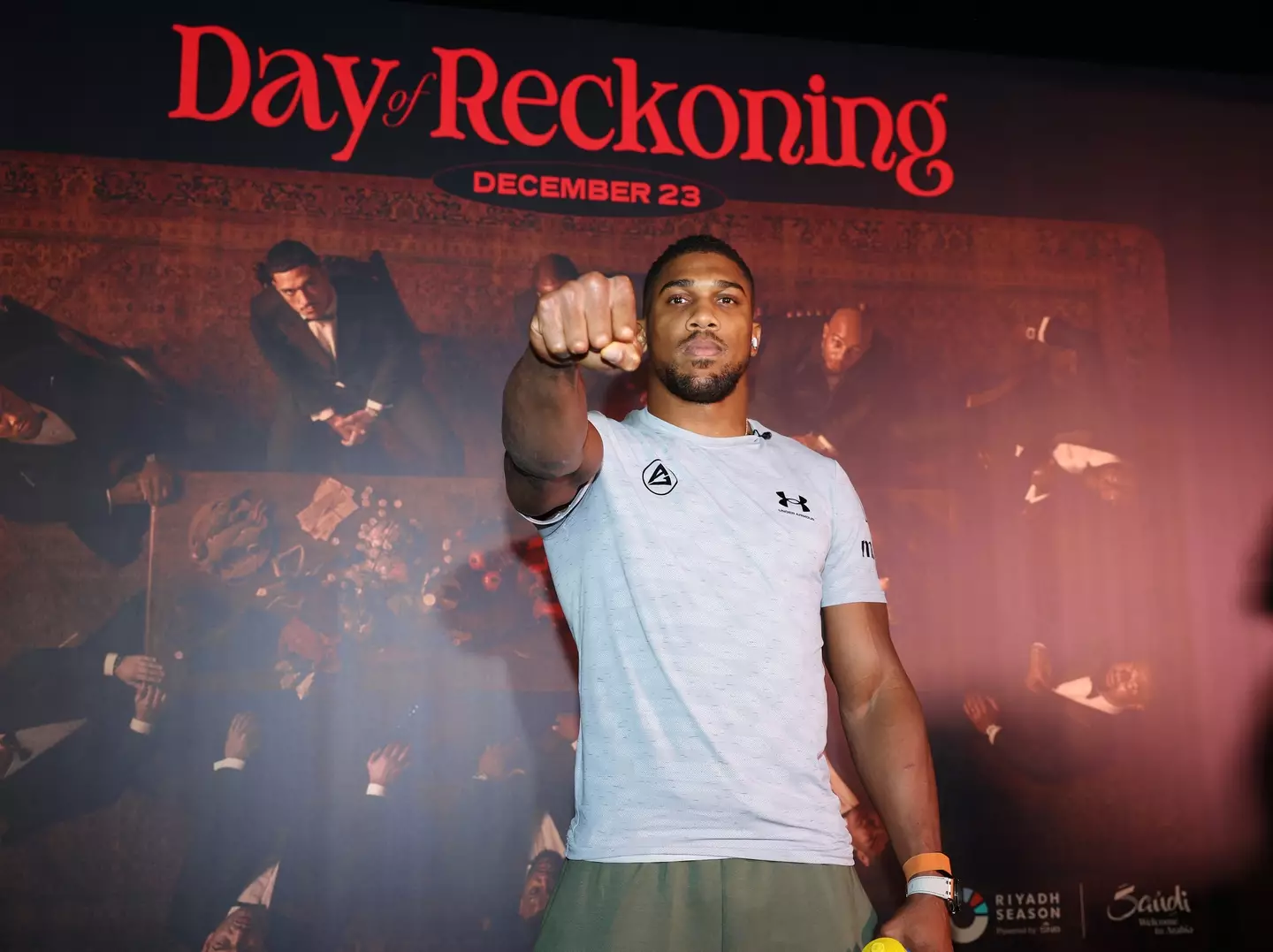 Anthony Joshua at the 'Day of Reckoning' Grand Arrivals. Image: Getty