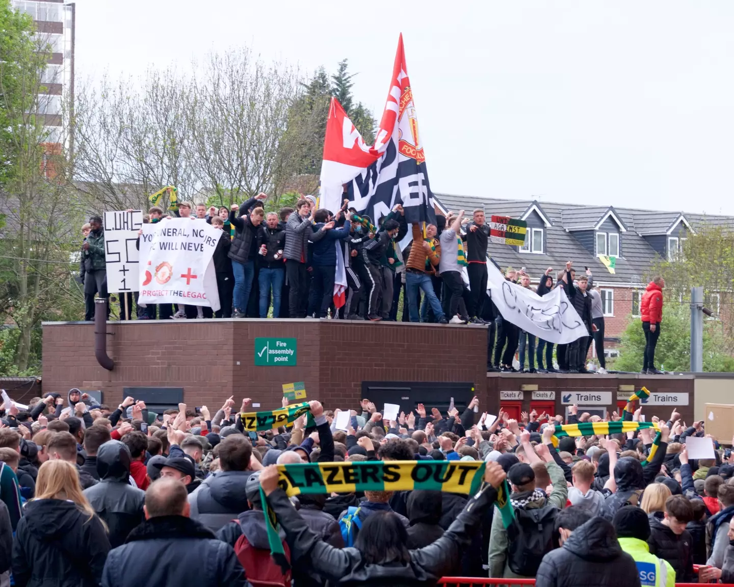 United fans protesting the Glazers got a game with Liverpool postponed. Image: PA Images