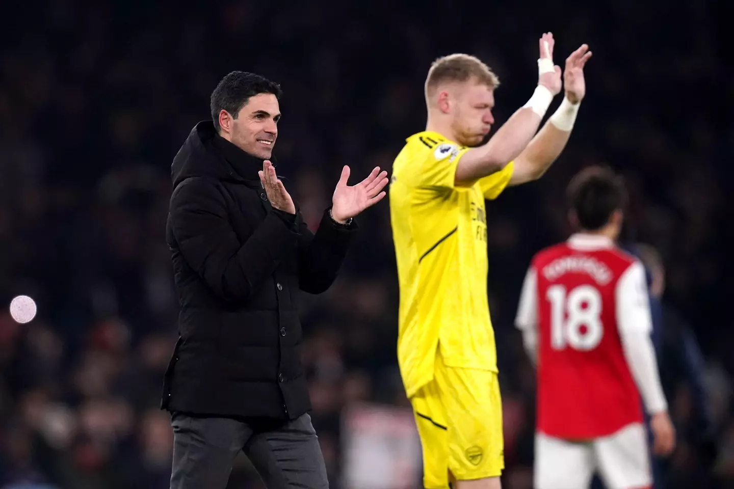 Mikel Arteta celebrates his side's win over Manchester United. Image; Alamy