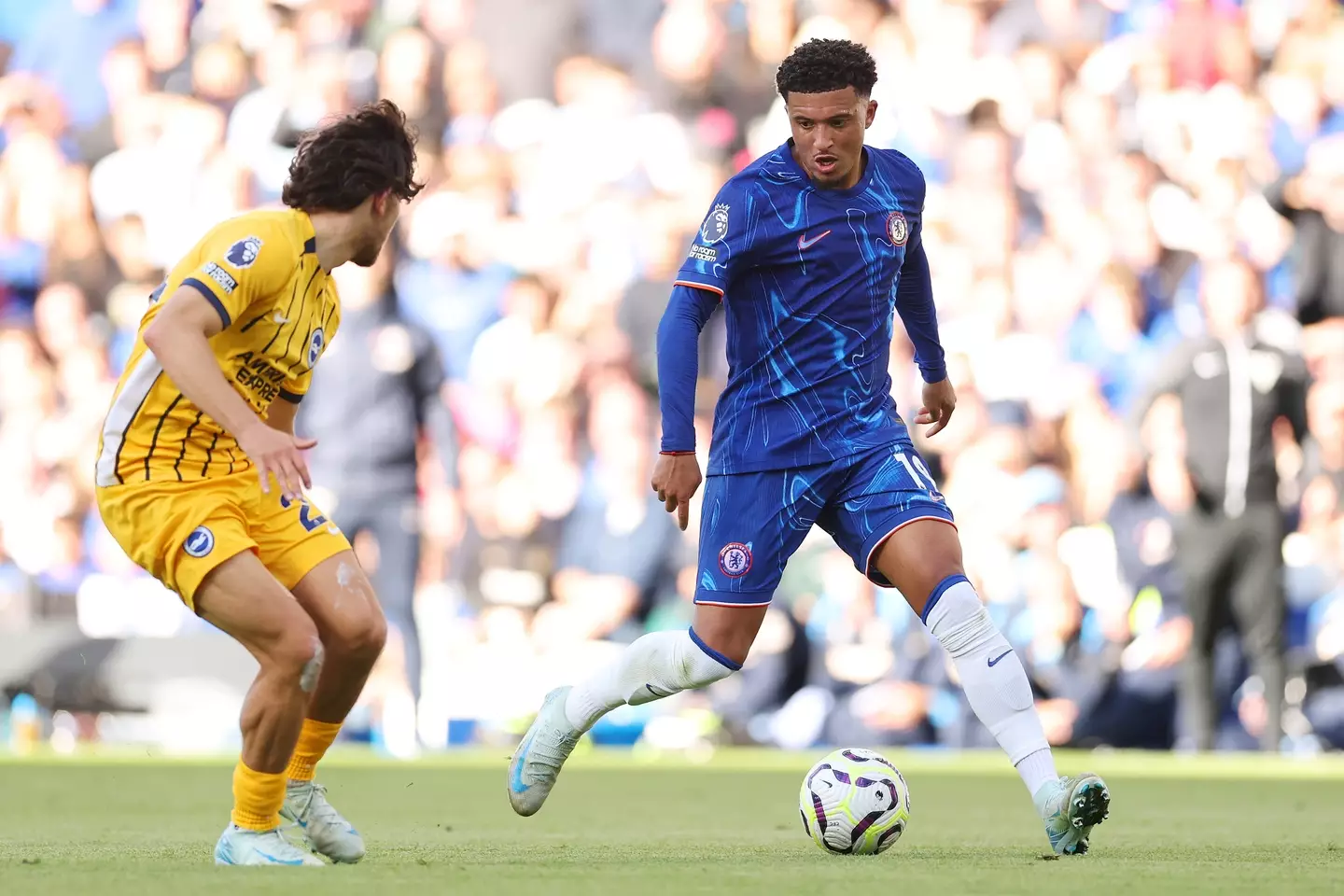 Jadon Sancho in action for Chelsea. Image: Getty