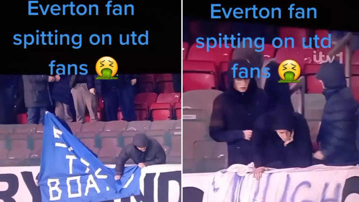 Everton fans appear to spit on Man United supporters after FA Cup clash