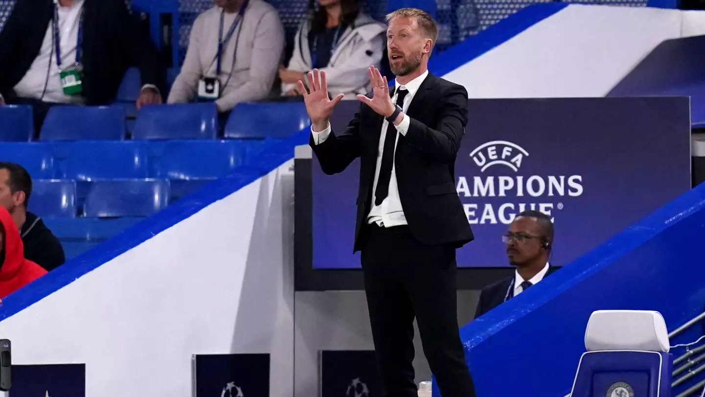 Chelsea manager Graham Potter gestures on the touchline during the UEFA Champions League Group E match at Stamford Bridge. (Alamy)