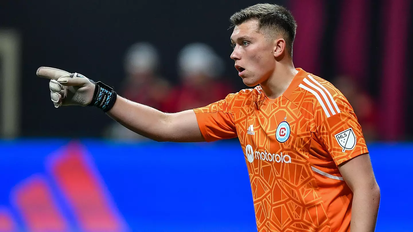 Chicago goalkeeper Gabriel Slonina during the MLS match against Atlanta United. (Alamy)