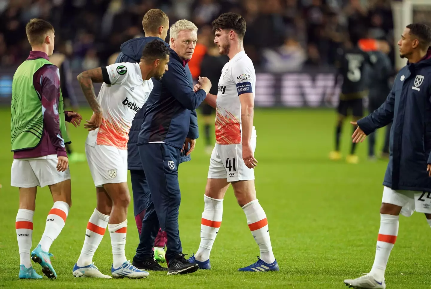 Moyes with West Ham captain Declan Rice. (Image