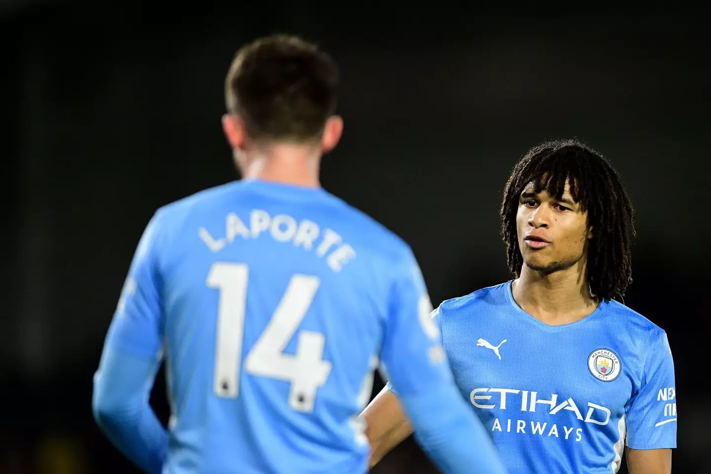 Manchester City's Nathan Ake and Aymeric Laporte. (Alamy)