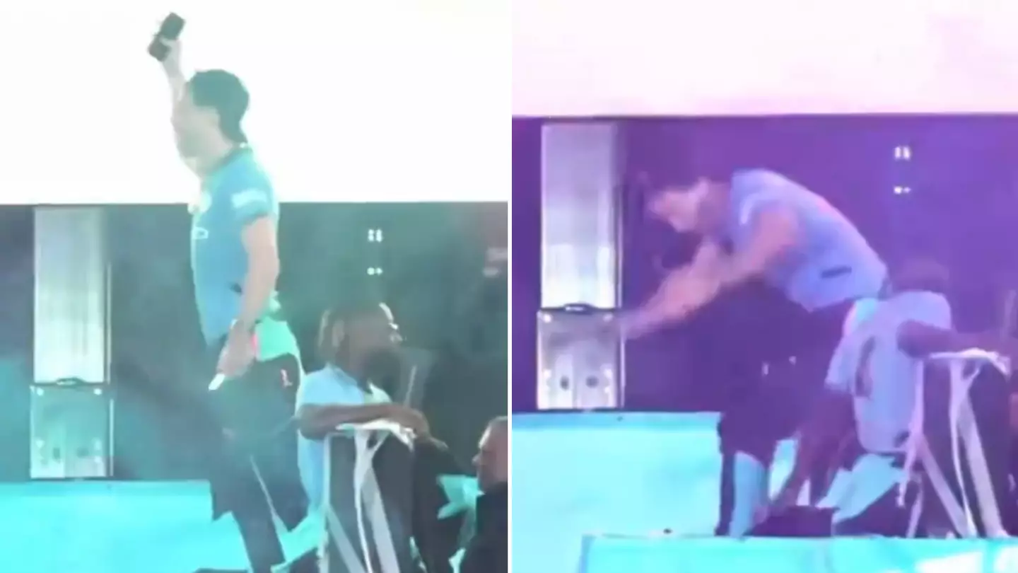 Jack Grealish nearly falls off bus during Man City's Premier League title parade