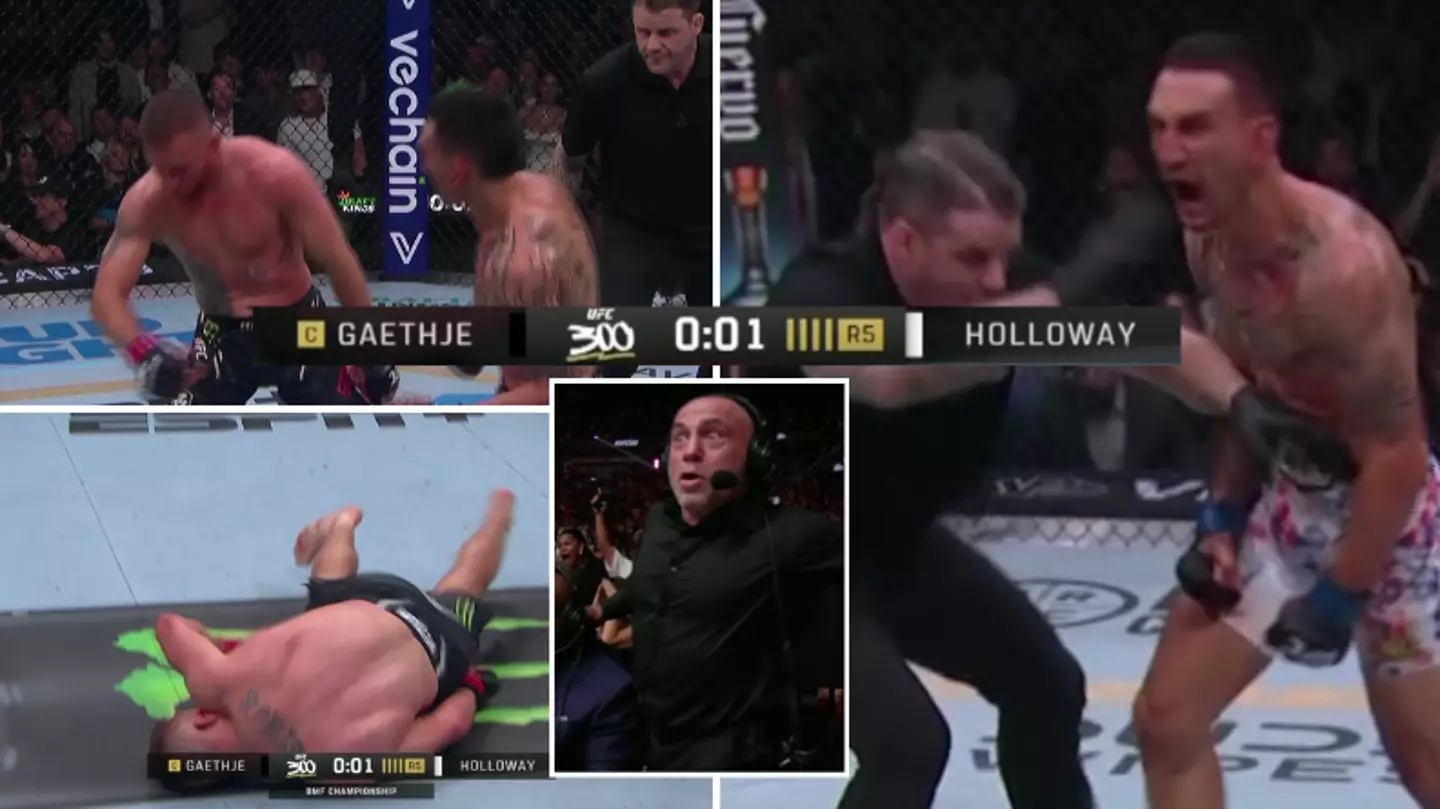 Max Holloway knocks out Justin Gaethje with the last punch of the fight at UFC 300