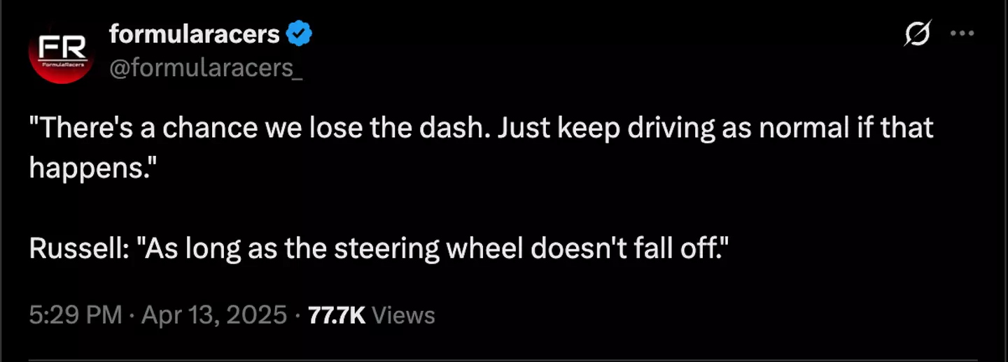 George Russell's team radio to race engineer Marcus Dudley (Twitter)