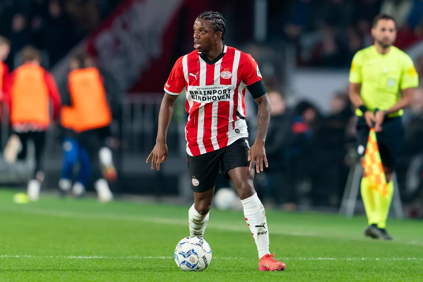Tyrell Malacia in action for PSV. Image: Getty