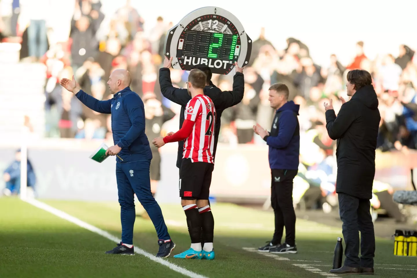 Eriksen coming on for his first appearance in nine months. Image: PA Images