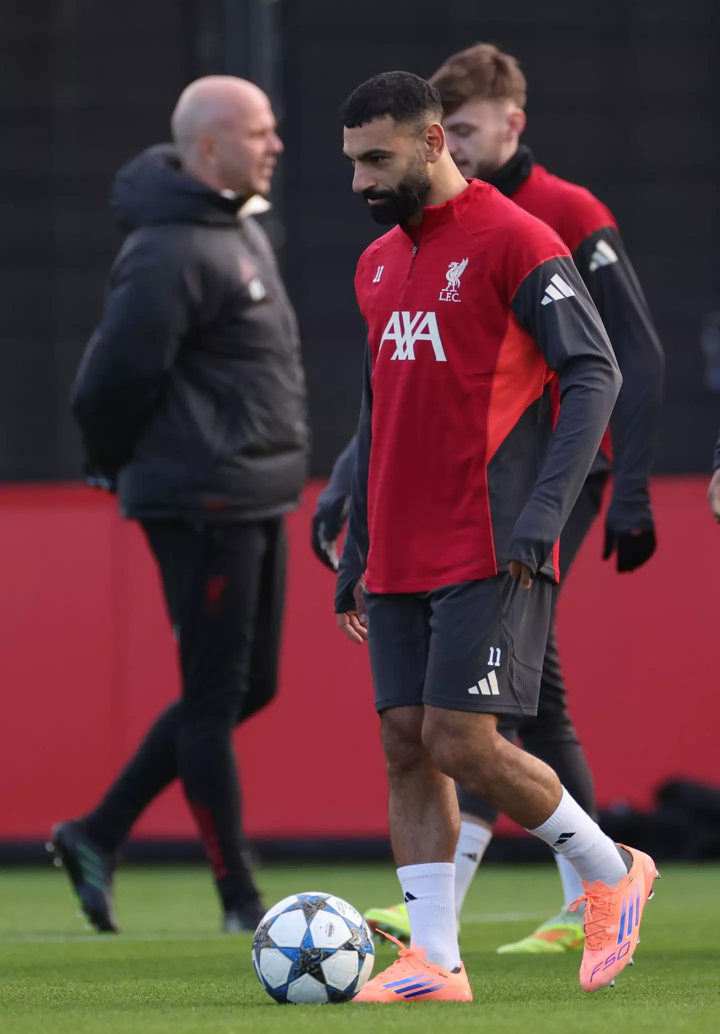 Salah trained with his teammates on Monday. Image: Getty