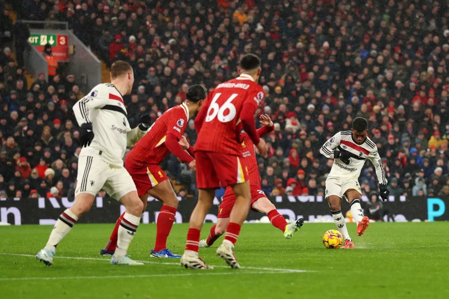Amad Diallo equalises for Manchester United at Anfield (Image: Getty)