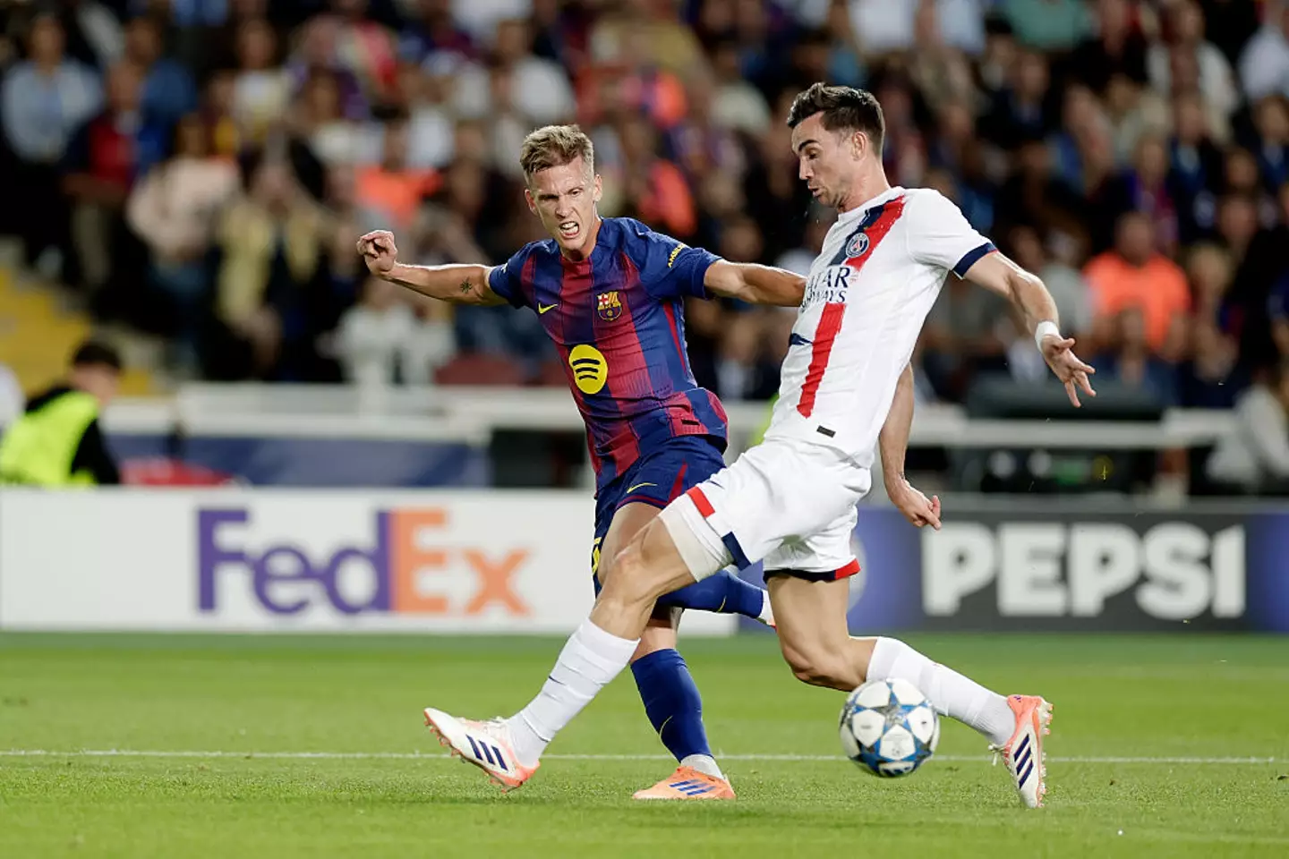 Barcelona fans were not happy with Olmo's performance against PSG. (Image: David Ramirez/Soccrates/Getty Images)